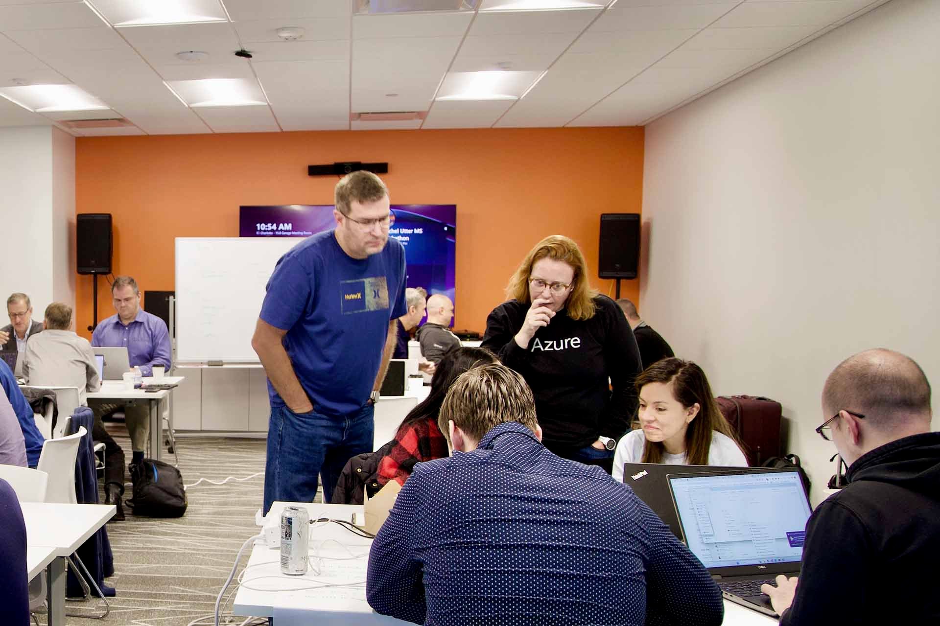 Endava and Microsoft experts collaborating at the hackathon