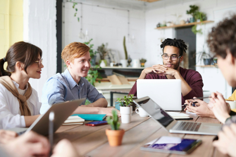 A group of colleagues in a meeting