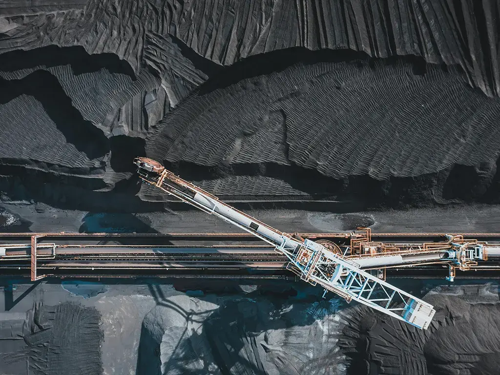 Coal master machine from an overhead view