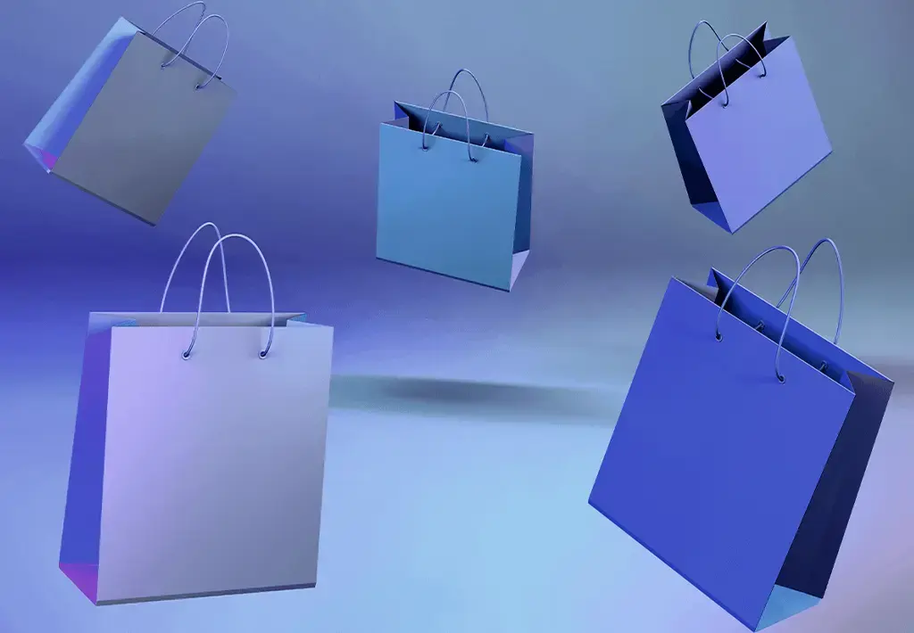 blue purple shopping bags