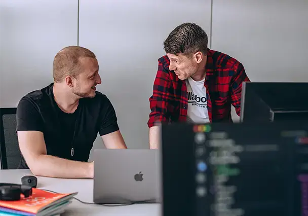 two endavans working at computer