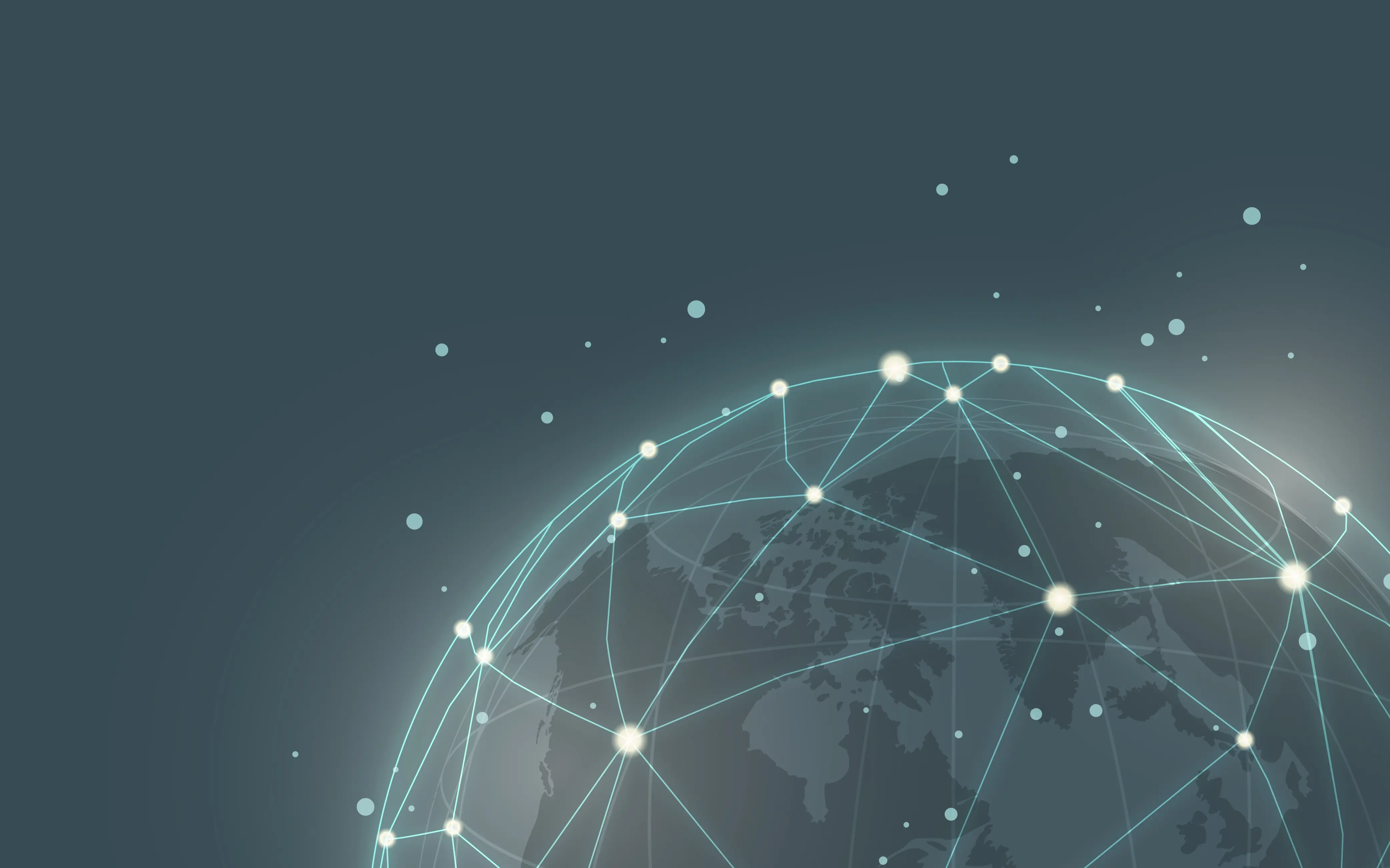 A globe with lines and dots, representing better targeted international trade for DIHK with a new data-first content management system.