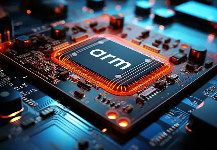 ARM electronic chip closeup