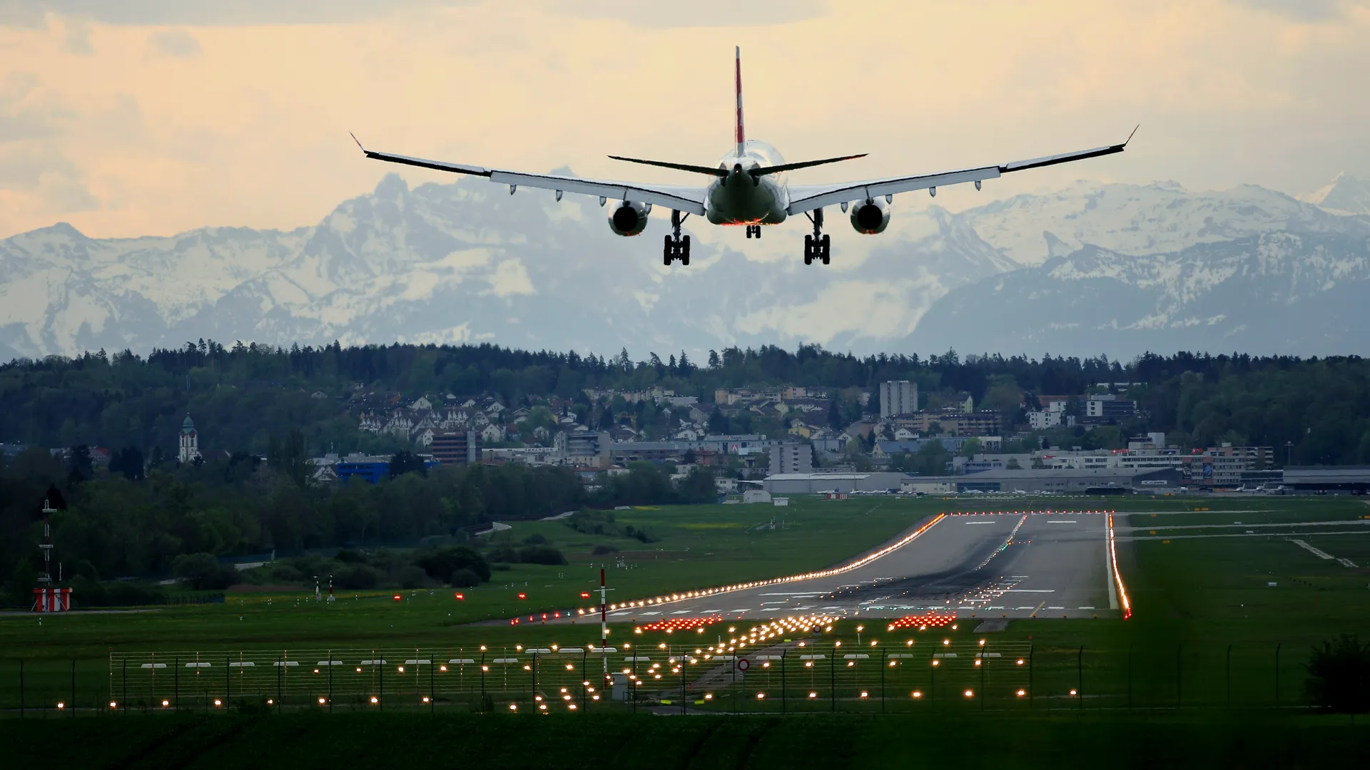 An airplane taking off from the airport.