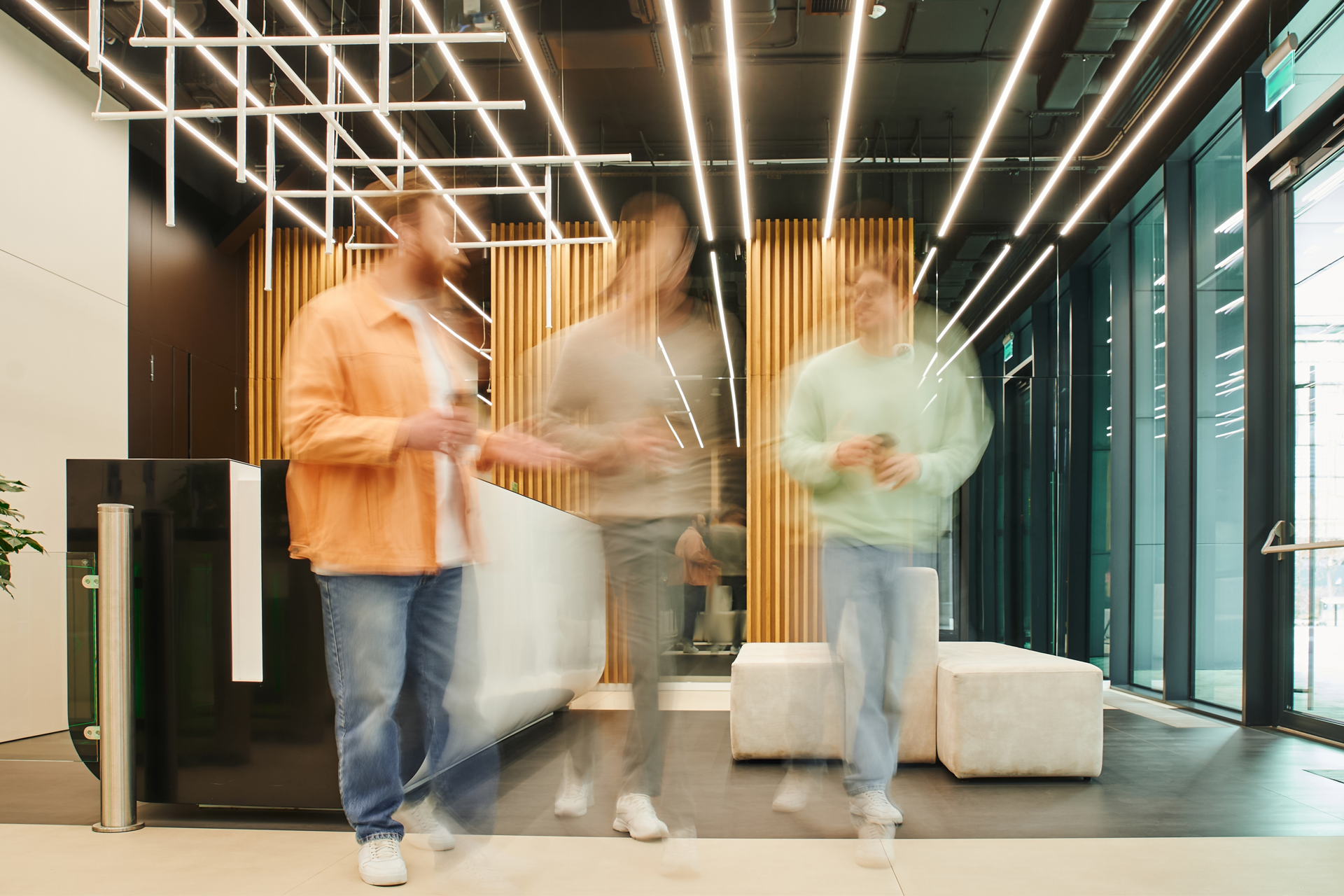 Three male coworkers at the office